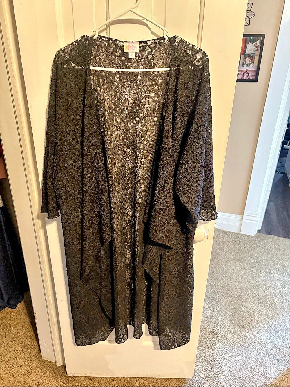 LuLaRoe Shirley Kimono Cardigan Black Lace